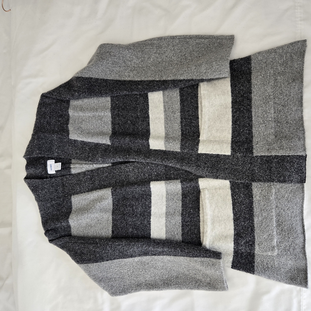 Gray and Cream Striped Cardigan